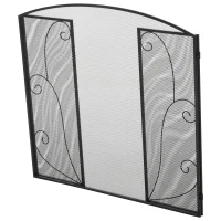 HOMCOM Parascintille a 3 Pannelli pieghevole con Cerniere, Telaio in Metallo a Maglia Decorativa, 132,5x76,5 cm, Nero(m-8)