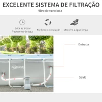 Outsunny Piscina Desmontável Tubular 440x240x122cm Piscina Retangular de Exterior com Purificador 4.000L/H Mangueiras de Comprimento 100cm e Estrutura de Aço 9760L Cinza(m-4)