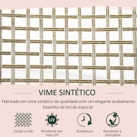 Outsunny Conjunto de Jardim Refeição de 7 Peças com 1 Mesa de Vidro e 6 Cadeiras de Vime Cinza e Natural(m-4)