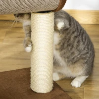 PawHut Árvore Arranhador para Gatos Médios Altura 104cm Torre de Escalada para Gatos com Barril Arranhador Plataforma Superior Túnel Poste de Sisal e Bola Suspensa 75x39x104cm Marrom(m-8)