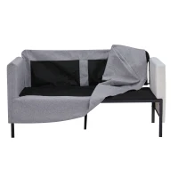 HOMCOM Sofá de 2 Lugares Estofado em Linho Sintético Sofá 2 Lugares de Sala de Estar com Almofadas Acolchoadas Apoio para os Braços e Pés de Aço 130x67x76,5cm Cinza(m-8)