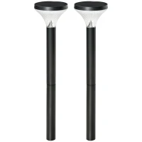 Outsunny Candeeiros de Pé de Exterior Altura 91,5cm com Luz LED Solar Sensor Crepúsculo e Brilho Variável Conjunto de 2 Candeeiros de Jardim IP44 para Pátio Parque Exterior Preto(m-10)