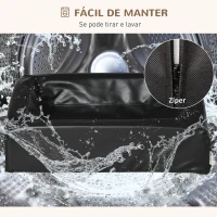 PawHut Cama para Cães Gatos Estofada em Couro PU Cama para Animais de Estimação Pequenos Amovível e Lavável com Zíper 58x49x14,5cm Preto(m-6)