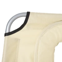 Outsunny Espreguiçadeira de Jardim Reclinável e Dobrável com Orifício de Leitura Apoio para Cabeça e Encosto Ajustável em 4 Níveis para Praia 182x56x24,5 cm Bege(m-8)