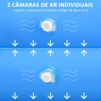 Outsunny Piscina Inflável Retangular 1300 Litros 262x176x56cm para 1-2 Pessoas Piscina Insuflável para Adultos e Crianças para Jardim Pátio Exterior Azul(m-6)