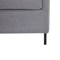 HOMCOM Sofá de 2 Lugares Estofado em Linho Sintético Sofá 2 Lugares de Sala de Estar com Almofadas Acolchoadas Apoio para os Braços e Pés de Aço 130x67x76,5cm Cinza(m-7)