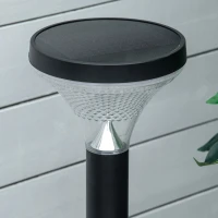 Outsunny Candeeiros de Pé de Exterior Altura 91,5cm com Luz LED Solar Sensor Crepúsculo e Brilho Variável Conjunto de 2 Candeeiros de Jardim IP44 para Pátio Parque Exterior Preto(m-8)