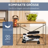 HOMCOM mini-stepper mini-bike fitness hometrainer LCD scherm met twee grote pedalen metaal ABS wit + zwart 48 x 34 x 21 cm(m-5)