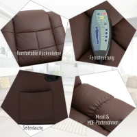 HOMCOM massagestoel tv-stoel relaxstoel met massagefunctie kunstleer hout metaal schuimstof bruin 94 x 99 x 99 cm(m-6)