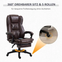 Vinsetto bureaustoel stoel directiestoel draaibare stoel met massagefunctie ligfunctie kunstleer schuimstof PP kunststof nylon bruin 68,5 x 68,5 x 119-127 cm(m-7)