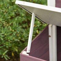 PawHut kippenhok met uitloop nestkast kippenhok pluimveestal met stang massief hout donkerrood 200 x 73,5 x 130 cm(m-8)