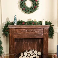 HOMCOM 1,9M kunstkerstslinger bloemdecoratie met dennenappels bessen kerstslinger spar voor trappen haard PE groen 190 x 12 x 8 cm(m-9)