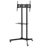 HOMCOM verrijdbaar tv-meubel met wielen universele verrijdbare trolley Tv-meubel met verstelbare hoogte ultra stabiele beugel tv-tafel metaal zwart 85,5 x 73 x 170 cm(m-11)