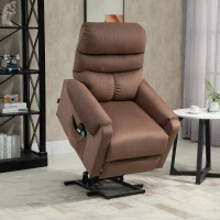 HOMCOM tv-stoel met massagefunctie opstahulp afstandsbediening, verwarming elektrisch ligfunctie polyester stof metaal lichtbruin 79 x 97 x 103 cm(m-2)