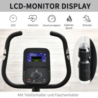 HOMCOM hometrainer fietstrainer hometrainer magnetische hartslagmeting LCD computerdisplay fitnessfiets verstelbaar 150 kg staal zwart 94 x 54 x 142 cm(m-4)