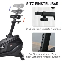 HOMCOM hometrainer fietstrainer hometrainer magnetische hartslagmeting LCD computerdisplay fitnessfiets verstelbaar 150 kg staal zwart 94 x 54 x 142 cm(m-6)