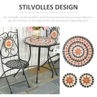 Zitgroep voor in de tuin 3-delige mozaïektafel + 2 opklapbare metalen stoelen(m-6)