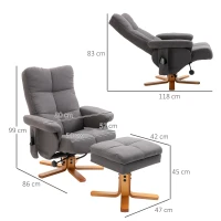 HOMCOM massagestoel met voetenbank relaxstoel 145 ° helling kunstleer donkergrijs 80 x 86 x 90 cm(m-3)