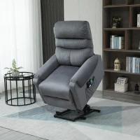 HOMCOM tv-stoel met massagefunctie opstahulp afstandsbediening, verwarming elektrisch ligfunctie polyester stof metaal donkergrijs 79 x 97 x 103 cm(m-2)