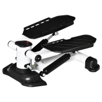 HOMCOM mini-stepper mini-bike fitness hometrainer LCD scherm met twee grote pedalen metaal ABS wit + zwart 48 x 34 x 21 cm(m-10)