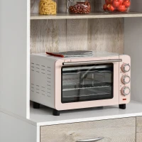 HOMCOM keukenkast met 4 verstelbare schappen open vakken magnetronschap hoge kast met lage opbergkast en 2 schuiflades commode spaanplaat metaal naturel hout + wit 100 x 39 x 180 cm(m-8)