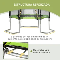 HOMCOM Cama Elástica de Jardín Ø183 cm Trampolín para Niños Adultos con Superficie de Salto Red de Seguridad Cubierta de Bordes y Escalera para Interior Exterior Verde(m-5)