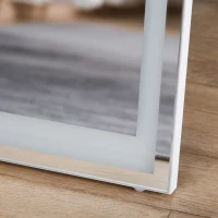 HOMCOM staande spiegel passpiegel make-up spiegel verhoogd met LED met afstandsbediening wandmontage monteerbaar MDF glas wit 40 x 55 x 156,5 cm(m-8)
