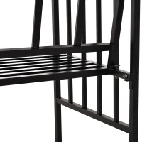 Outsunny plantenboog met bank zitbank boog trellis rooster tuin gewelfd dak metaal zwart 152 x 58 x 207 cm(m-8)