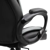 Vinsetto ergonomische bureaustoel, gaming stoel, draaistoel, kunstleer, schuimstof, nylon, mesh-stof, zwart, wit, 67 x 75 x 116,5-126 cm(m-8)