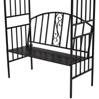 Outsunny plantenboog met bank zitbank boog trellis rooster tuin gewelfd dak metaal zwart 152 x 58 x 207 cm(m-7)