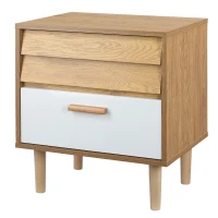 HOMCOM bijzettafel nachtkastje gang ladekast met lades MDF wit + naturel 50 x 39,5 x 55 cm(m-9)