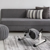 HOMCOM Hometrainer, mini-fiets, pedaaltrainer, trainingsfiets met LCD-display, 8-niveaus magnetische weerstand, staal, grijs, 40 x 62 x 38 cm(m-10)