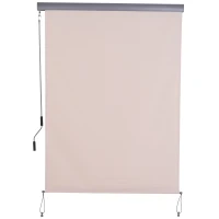 Outsunny verticale luifel balkonluifel verticale luifel windbescherming zijrolgordijn privacybescherming met handslinger polyester + aluminium crèmewit 140 x 250 cm(m-11)