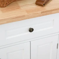 HOMCOM keukenkast keukenmeubel met zwenkwielen lade en verstelbare plank rubber hout MDF spaanplaat wit 111 x 44,5 x 82,5 cm(m-8)