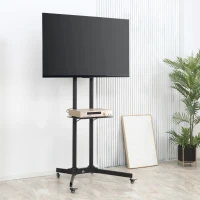 HOMCOM verrijdbaar tv-meubel met wielen universele verrijdbare trolley Tv-meubel met verstelbare hoogte ultra stabiele beugel tv-tafel metaal zwart 85,5 x 73 x 170 cm(m-10)