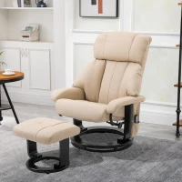 HOMCOM massagefauteuil TV fauteuil fFauteuil met massagekruk met timerfunctie beige 76 x 80 x 102 cm(m-10)