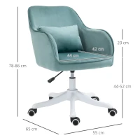 Vinsetto massage bureaustoel kantoorstoel computerstoel draaistoel werkstoel met trilfunctie armsteunen in hoogte verstelbaar fluweel roze 55 x 65 x 79-89 cm(m-3)