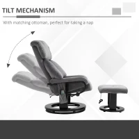 HOMCOM massagefauteuil TV fauteuil fauteuil met kruk massagefunctie fluweelachtig polyester grijs 76 x 80 x 102 cm(m-6)