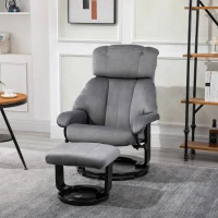 HOMCOM massagefauteuil TV fauteuil fauteuil met kruk massagefunctie fluweelachtig polyester grijs 76 x 80 x 102 cm(m-10)