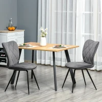 HOMCOM set van 2 eetkamerstoelen keukenstoel gestoffeerde stoel met rugleuning flanel schuimstof staal grijs + zwart 47 x 62 x 91 cm(m-2)
