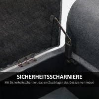 HOMCOM bank met opbergruimte gestoffeerde bank ottoman ottoman belastbaar tot 130 kg nachtkastje linnen-achtig polyester rubber hout donkergrijs + zwart 116 x 44 x 58 cm(m-7)