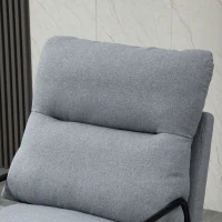HOMCOM woonkamer stoel bureaustoel gestoffeerde stoel fauteuil eetkamerstoel met rugleuning schuim, linnenachtig polyester metaal grijs + zwart 61 x 76 x 96 cm(m-6)