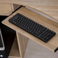 HOMCOM hoekbureau met 2 schappen L-vormig bureau computertafel met toetsenbordlade schuiflade CPU-standaard E1-spaanplaat naturel hout 120 x 70 x 75 cm(m-9)