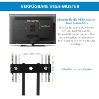 HOMCOM verrijdbaar tv-meubel met wielen universele verrijdbare trolley Tv-meubel met verstelbare hoogte ultra stabiele beugel tv-tafel metaal zwart 85,5 x 73 x 170 cm(m-8)