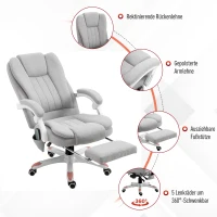 Vinsetto massagestoel, bureaustoel, gamestoel, polyester, schuimstof, nylon, grijs, 66 x 63 x 107-115 cm(m-7)