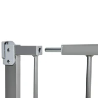 PawHut Barrera de Seguridad de Perros Extensible para Escaleras y Puertas 74-105 cm con 2 Extensiones de Acero 10/15 cm Puerta Acrílica y Cierre Automático Altura 76,2 cm Gris(m-8)