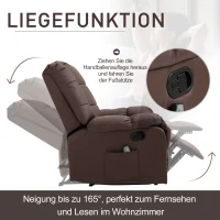 HOMCOM massagestoel tv-stoel relaxstoel met massagefunctie kunstleer hout metaal schuimstof bruin 94 x 99 x 99 cm(m-5)