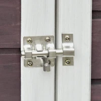 PawHut kippenhok met uitloop nestkast kippenhok pluimveestal met stang massief hout donkerrood 200 x 73,5 x 130 cm(m-9)