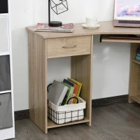 HOMCOM hoekbureau met 2 schappen L-vormig bureau computertafel met toetsenbordlade schuiflade CPU-standaard E1-spaanplaat naturel hout 120 x 70 x 75 cm(m-7)