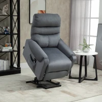 HOMCOM tv-stoel met massagefunctie opstahulp afstandsbediening, verwarming elektrisch ligfunctie polyester stof metaal donkergrijs 79 x 97 x 103 cm(m-10)